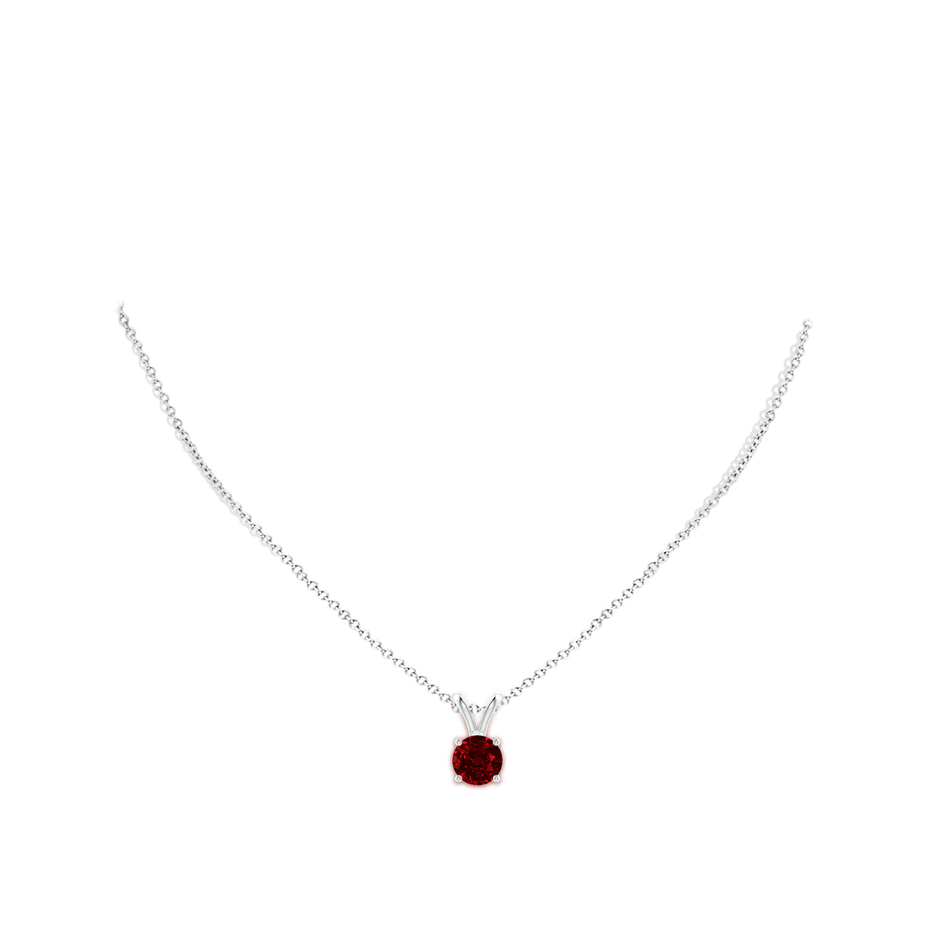 8mm AAAA V-Bale Round Ruby Solitaire Pendant in S999 Silver pen