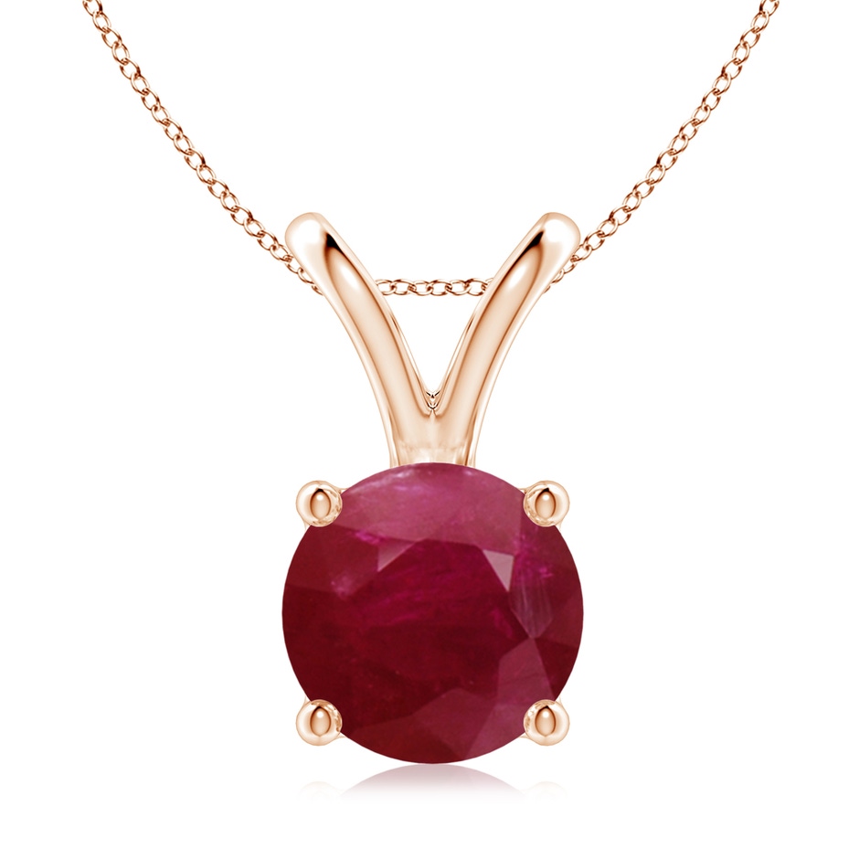 9mm A V-Bale Round Ruby Solitaire Pendant in Rose Gold 