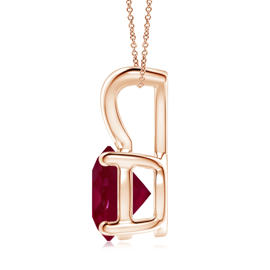 9mm A V-Bale Round Ruby Solitaire Pendant in Rose Gold side 199