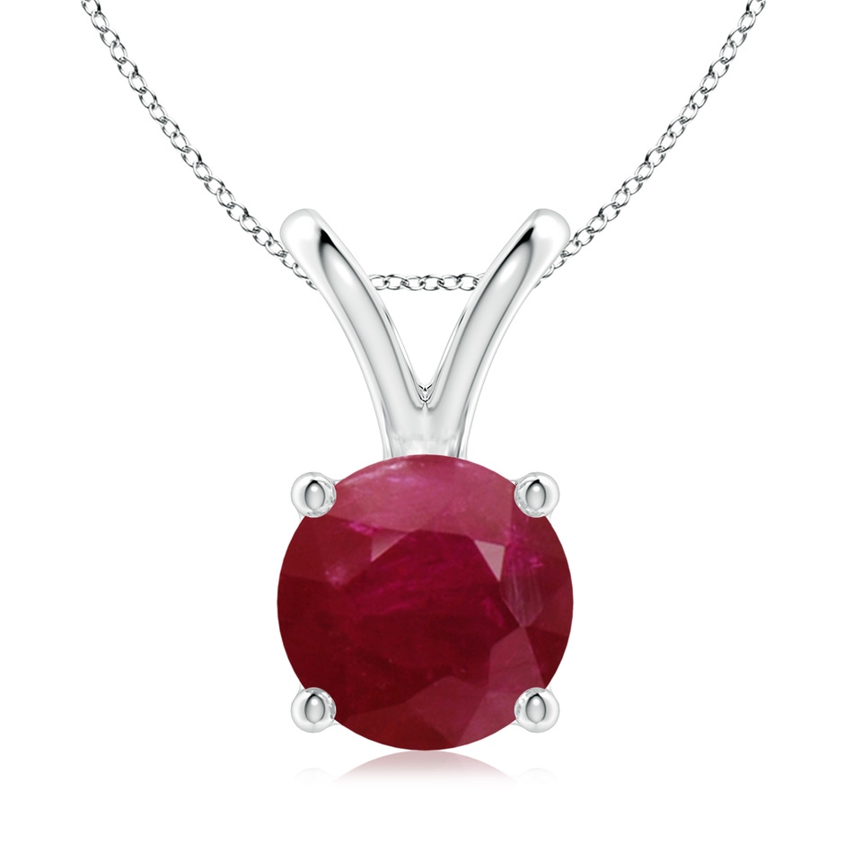 9mm A V-Bale Round Ruby Solitaire Pendant in S999 Silver 