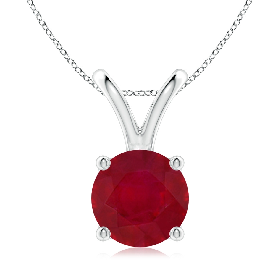 9mm AA V-Bale Round Ruby Solitaire Pendant in P950 Platinum 