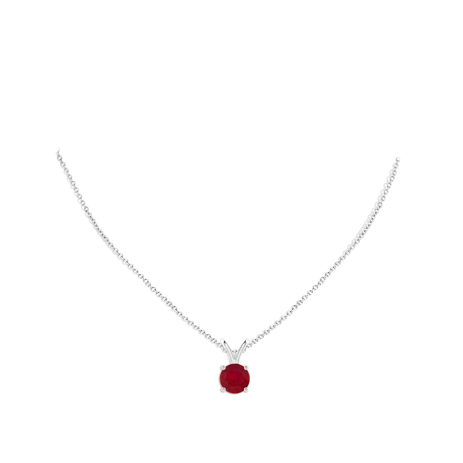 9mm AA V-Bale Round Ruby Solitaire Pendant in S999 Silver pen