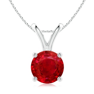 9mm AAA V-Bale Round Ruby Solitaire Pendant in P950 Platinum