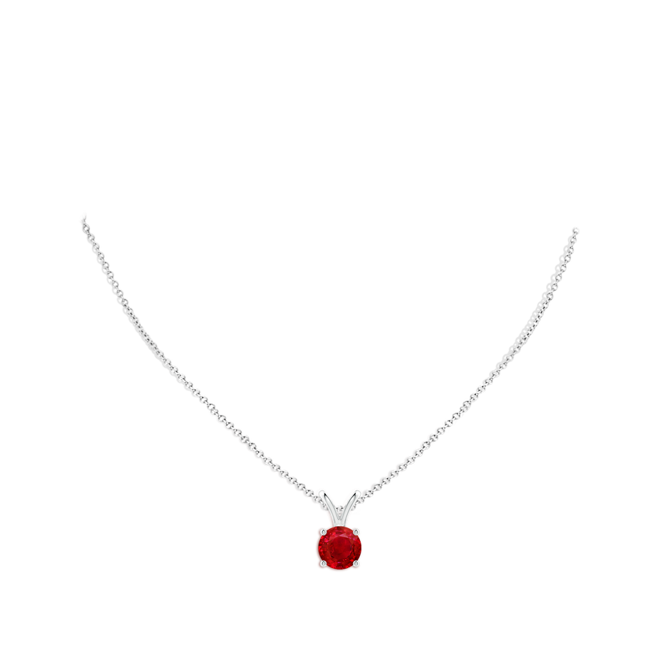 9mm AAA V-Bale Round Ruby Solitaire Pendant in P950 Platinum pen