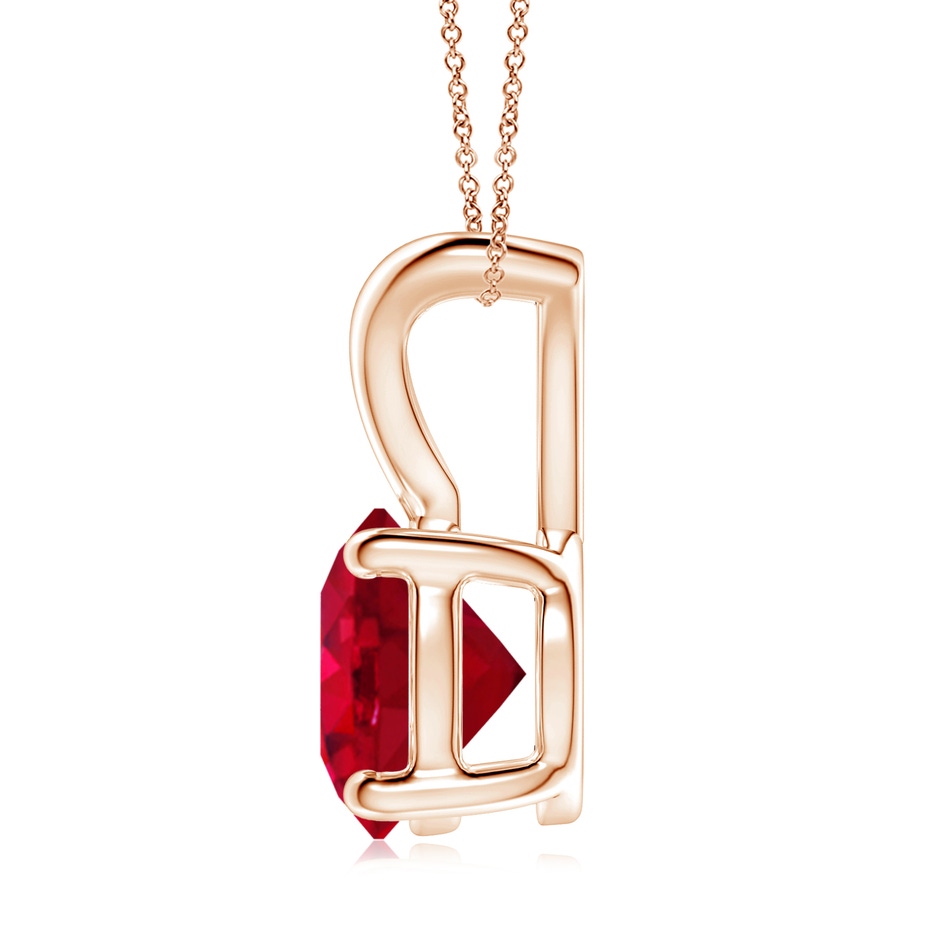 9mm AAA V-Bale Round Ruby Solitaire Pendant in Rose Gold side 199