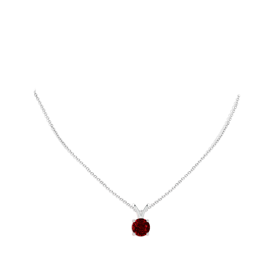 9mm AAAA V-Bale Round Ruby Solitaire Pendant in P950 Platinum pen