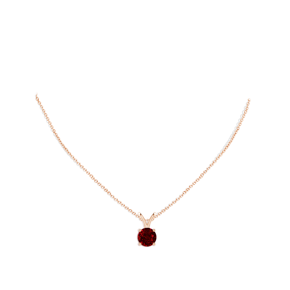9mm AAAA V-Bale Round Ruby Solitaire Pendant in Rose Gold pen