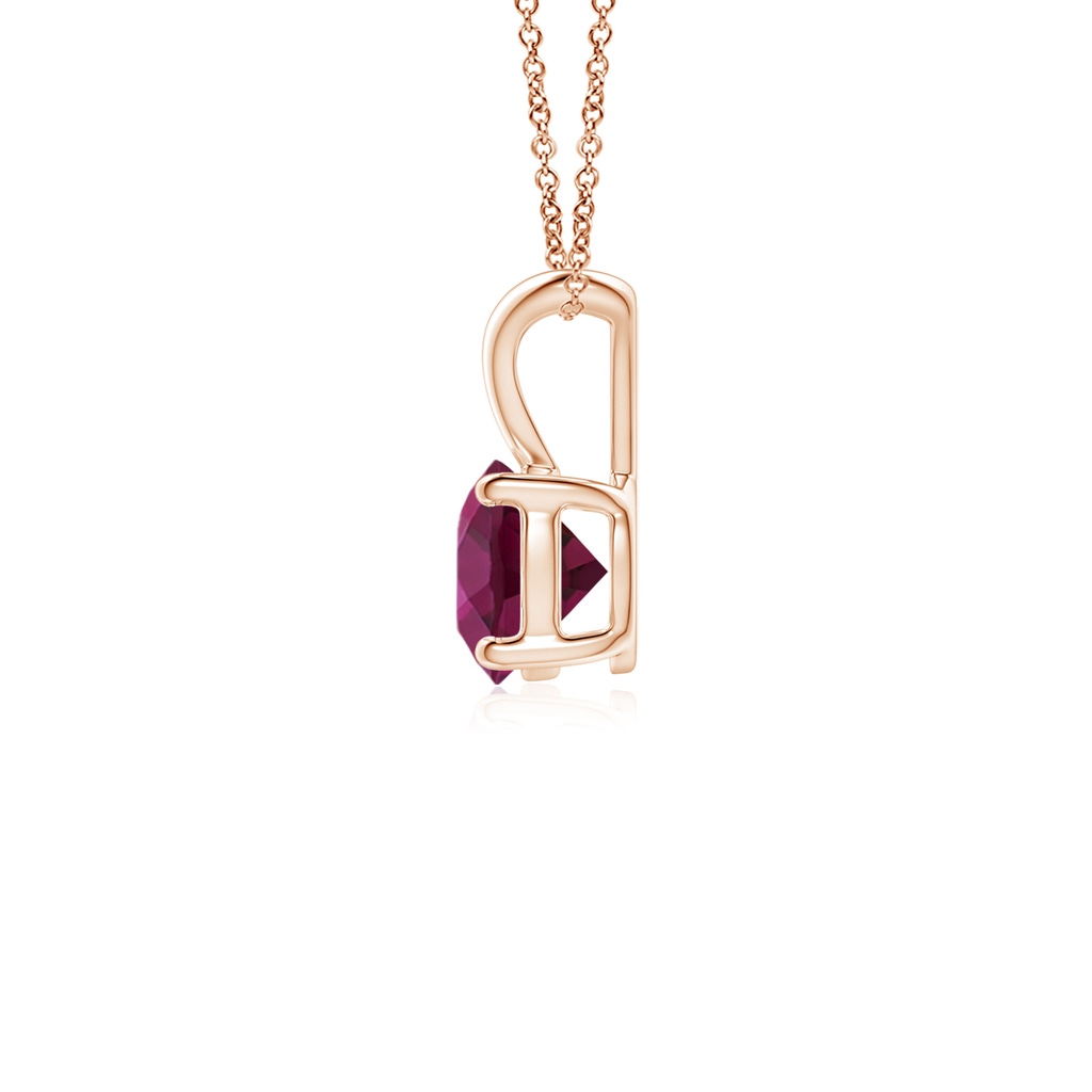 5mm AAAA V-Bale Round Rhodolite Solitaire Pendant in Rose Gold - side 199