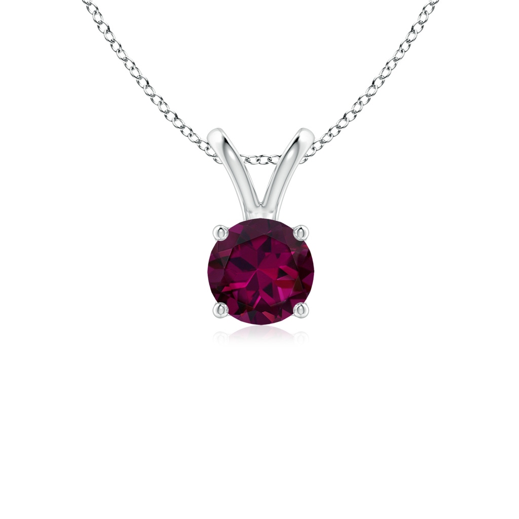 5mm AAAA V-Bale Round Rhodolite Solitaire Pendant in S999 Silver