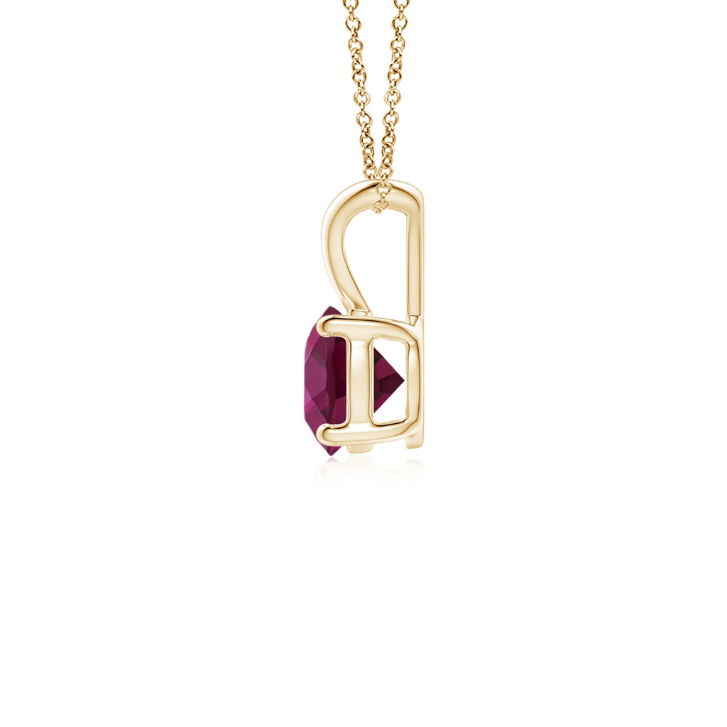 5mm AAAA V-Bale Round Rhodolite Solitaire Pendant in Yellow Gold - side 199