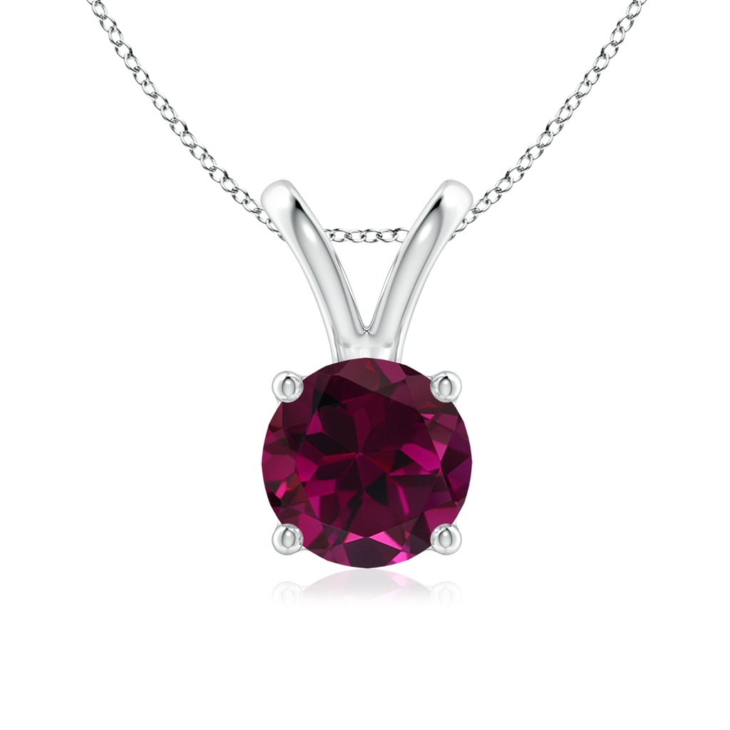 7mm AAA V-Bale Round Rhodolite Solitaire Pendant in P950 Platinum