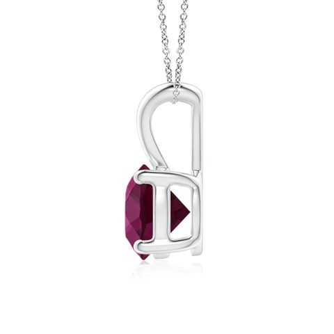 7mm AAA V-Bale Round Rhodolite Solitaire Pendant in White Gold - side 3