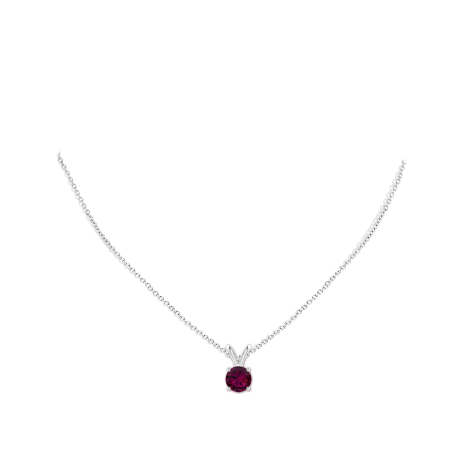 7mm AAAA V-Bale Round Rhodolite Solitaire Pendant in P950 Platinum pen