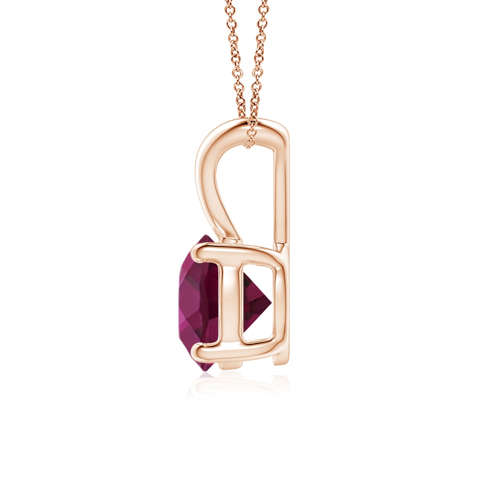 7mm AAAA V-Bale Round Rhodolite Solitaire Pendant in Rose Gold side 199
