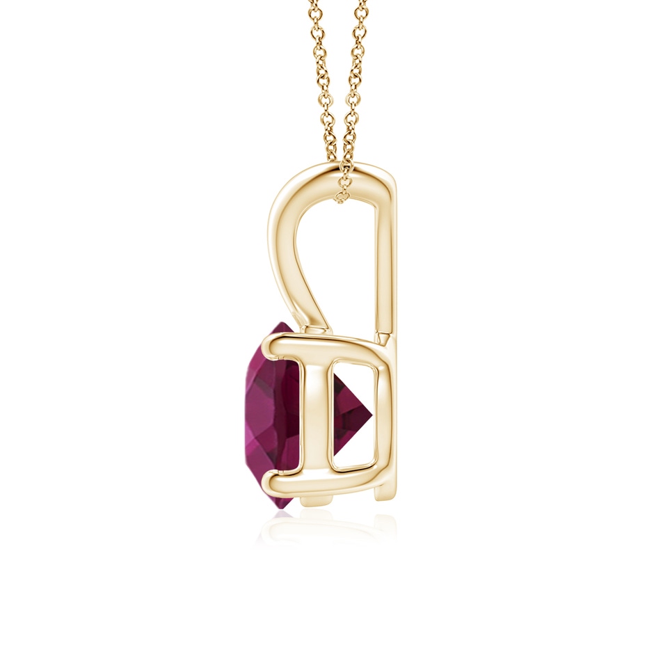 7mm AAAA V-Bale Round Rhodolite Solitaire Pendant in Yellow Gold side 199
