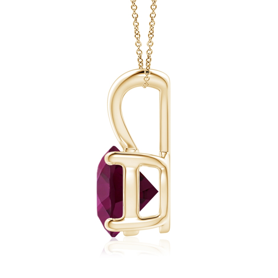 8mm AAA V-Bale Round Rhodolite Solitaire Pendant in Yellow Gold side 1