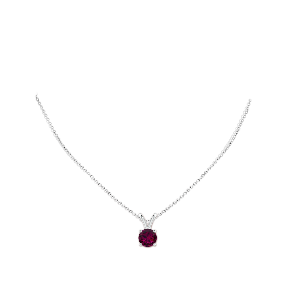 8mm AAAA V-Bale Round Rhodolite Solitaire Pendant in P950 Platinum pen