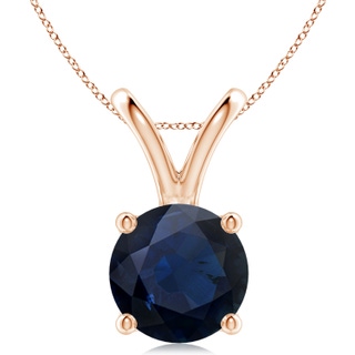 10mm A V-Bale Round Blue Sapphire Solitaire Pendant in 18K Rose Gold