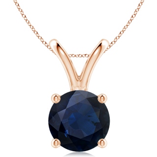 10mm A V-Bale Round Blue Sapphire Solitaire Pendant in 9K Rose Gold