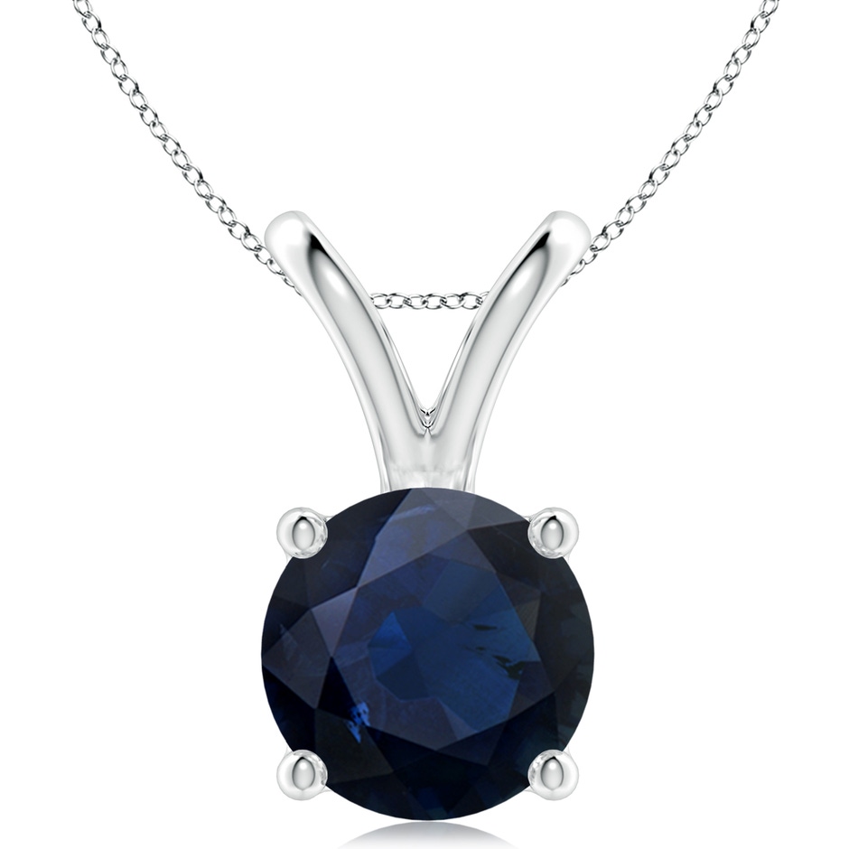 10mm A V-Bale Round Blue Sapphire Solitaire Pendant in S999 Silver 