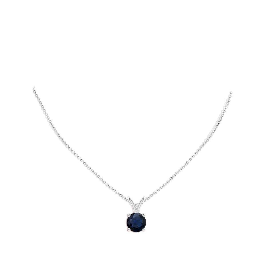 10mm A V-Bale Round Blue Sapphire Solitaire Pendant in S999 Silver pen