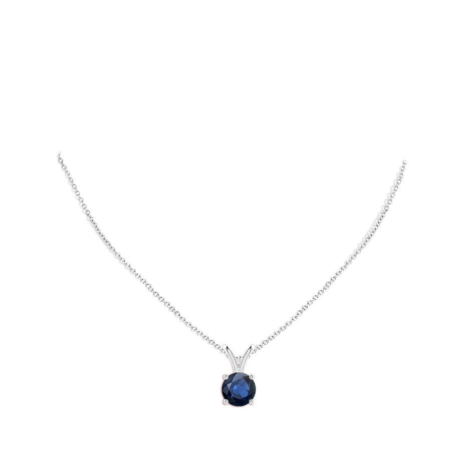 10mm AA V-Bale Round Blue Sapphire Solitaire Pendant in P950 Platinum pen