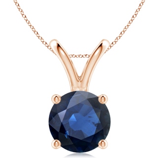 10mm AA V-Bale Round Blue Sapphire Solitaire Pendant in Rose Gold