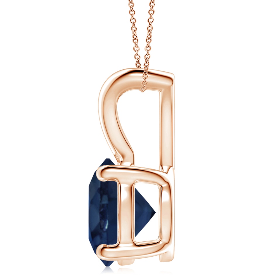 10mm AA V-Bale Round Blue Sapphire Solitaire Pendant in Rose Gold side 199