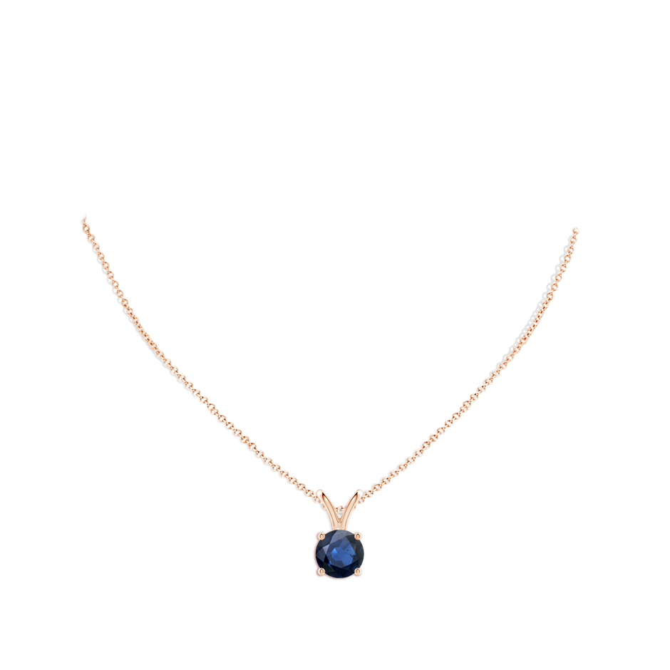 10mm AA V-Bale Round Blue Sapphire Solitaire Pendant in Rose Gold pen