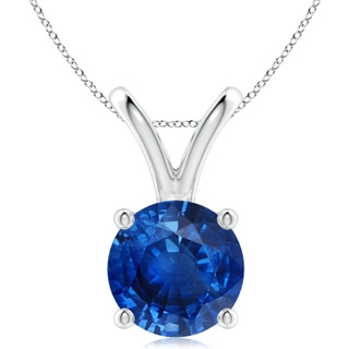 10mm AAA V-Bale Round Blue Sapphire Solitaire Pendant in P950 Platinum