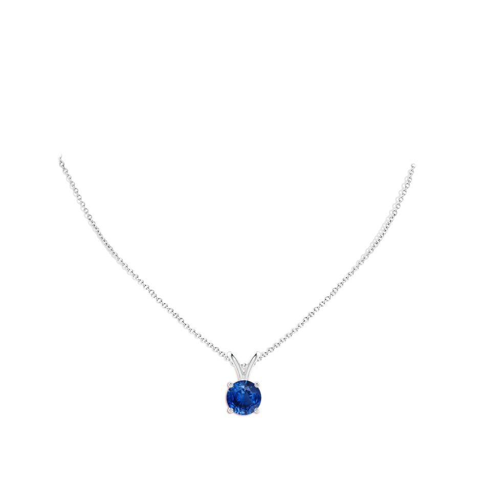 10mm AAA V-Bale Round Blue Sapphire Solitaire Pendant in P950 Platinum pen