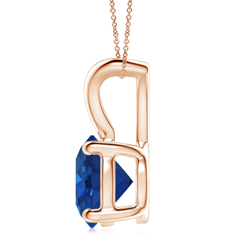 10mm AAA V-Bale Round Blue Sapphire Solitaire Pendant in Rose Gold side 199