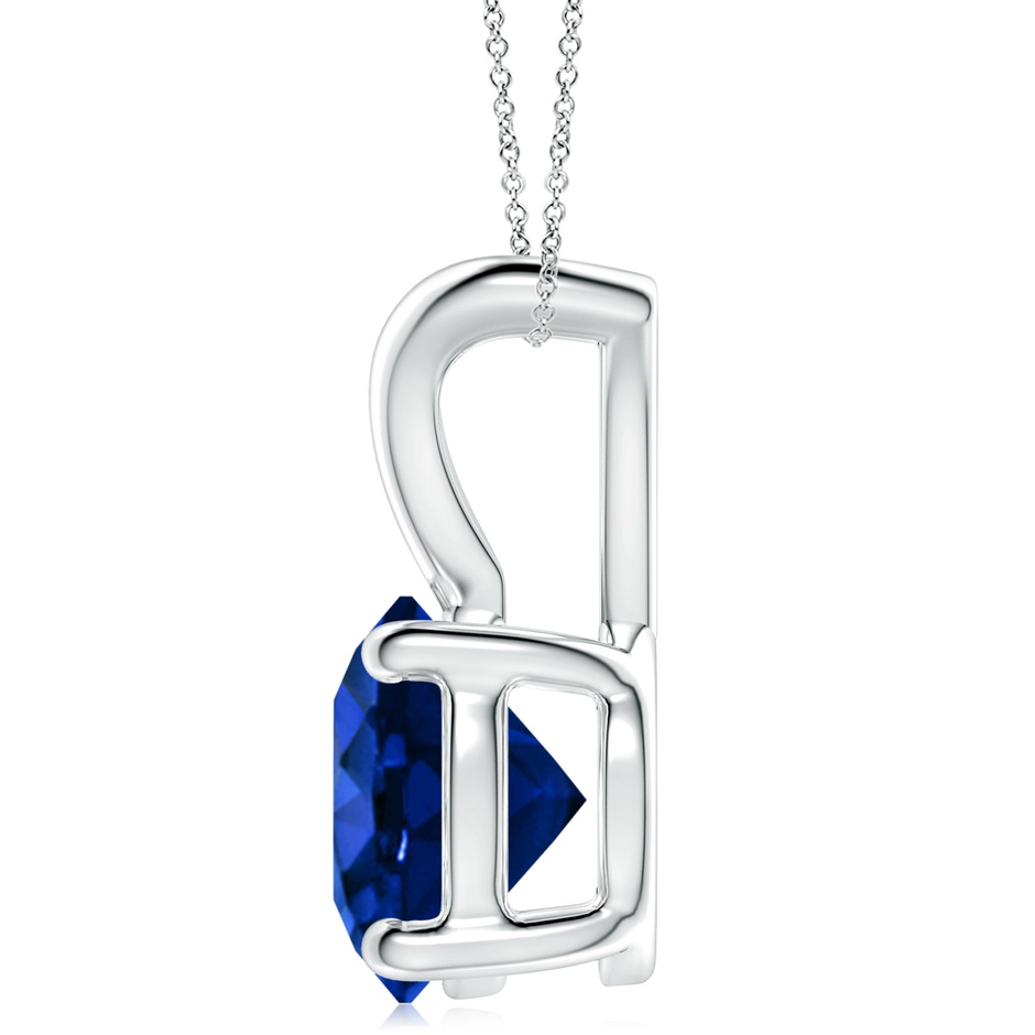 10mm AAAA V-Bale Round Blue Sapphire Solitaire Pendant in White Gold side 199