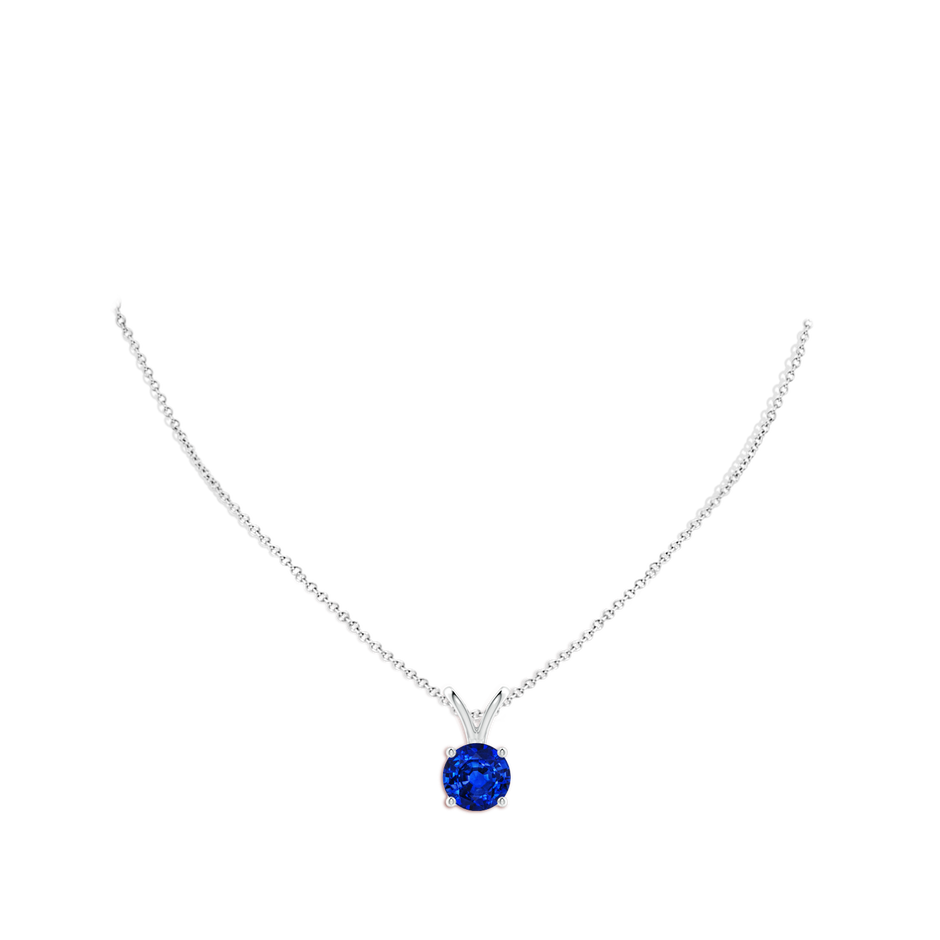 10mm AAAA V-Bale Round Blue Sapphire Solitaire Pendant in White Gold pen