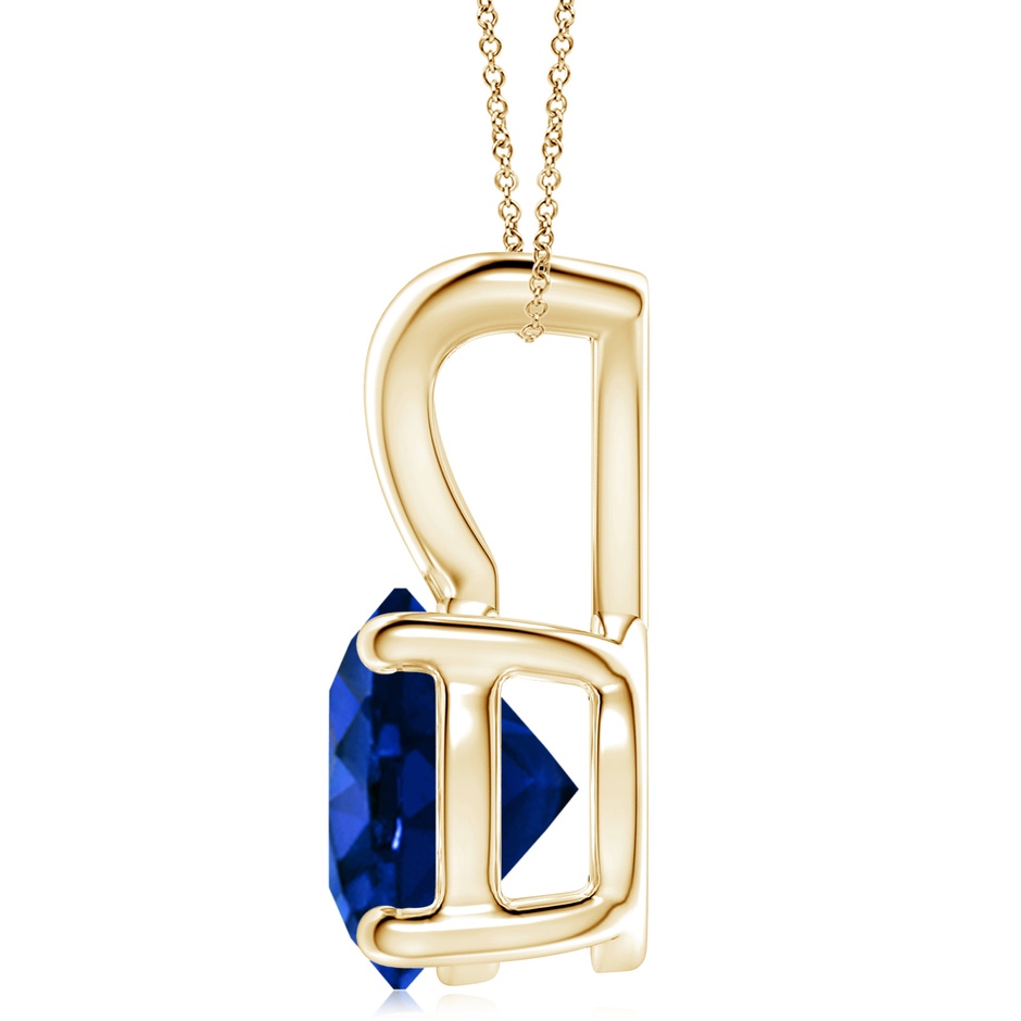 10mm AAAA V-Bale Round Blue Sapphire Solitaire Pendant in Yellow Gold side 199