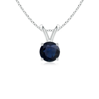 5mm A V-Bale Round Blue Sapphire Solitaire Pendant in P950 Platinum