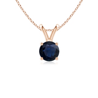 5mm A V-Bale Round Blue Sapphire Solitaire Pendant in Rose Gold