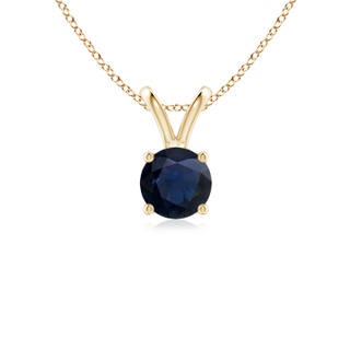 5mm A V-Bale Round Blue Sapphire Solitaire Pendant in Yellow Gold