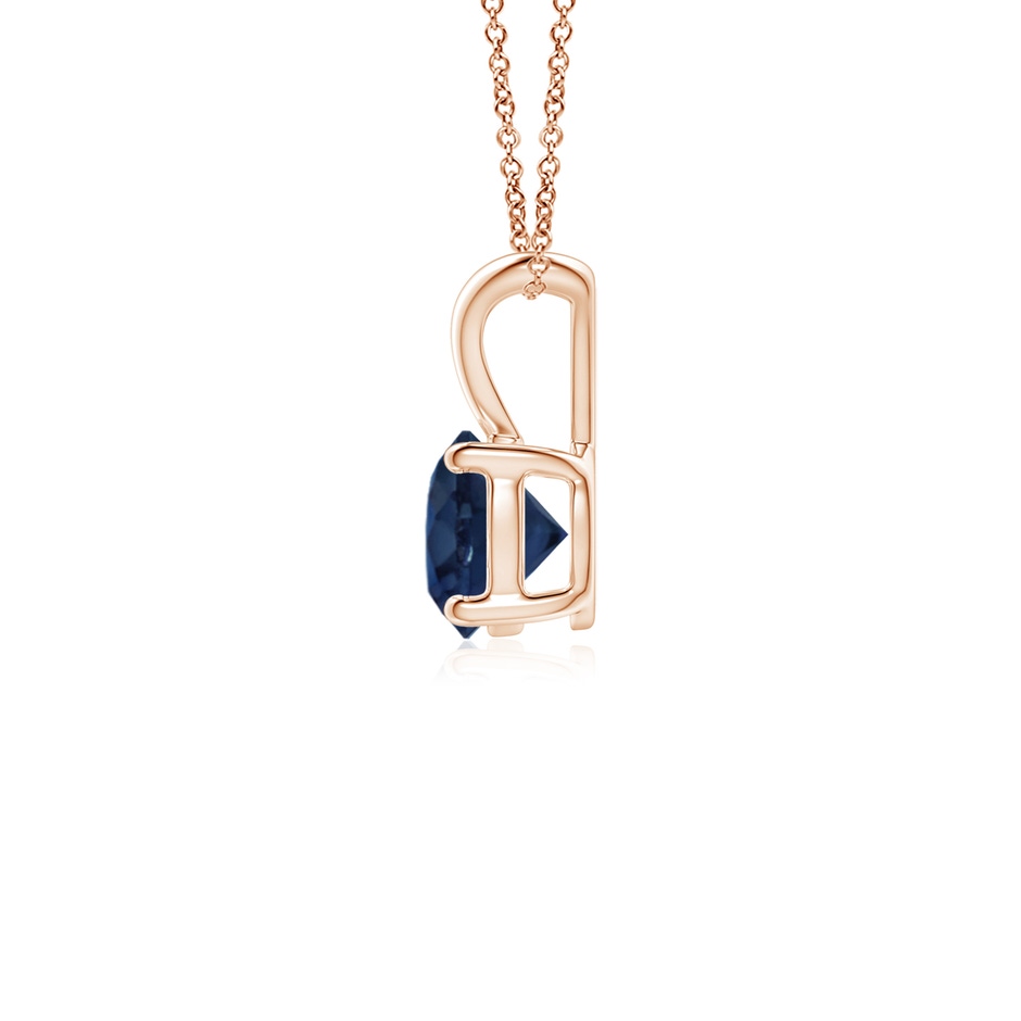 5mm AA V-Bale Round Blue Sapphire Solitaire Pendant in Rose Gold side 199