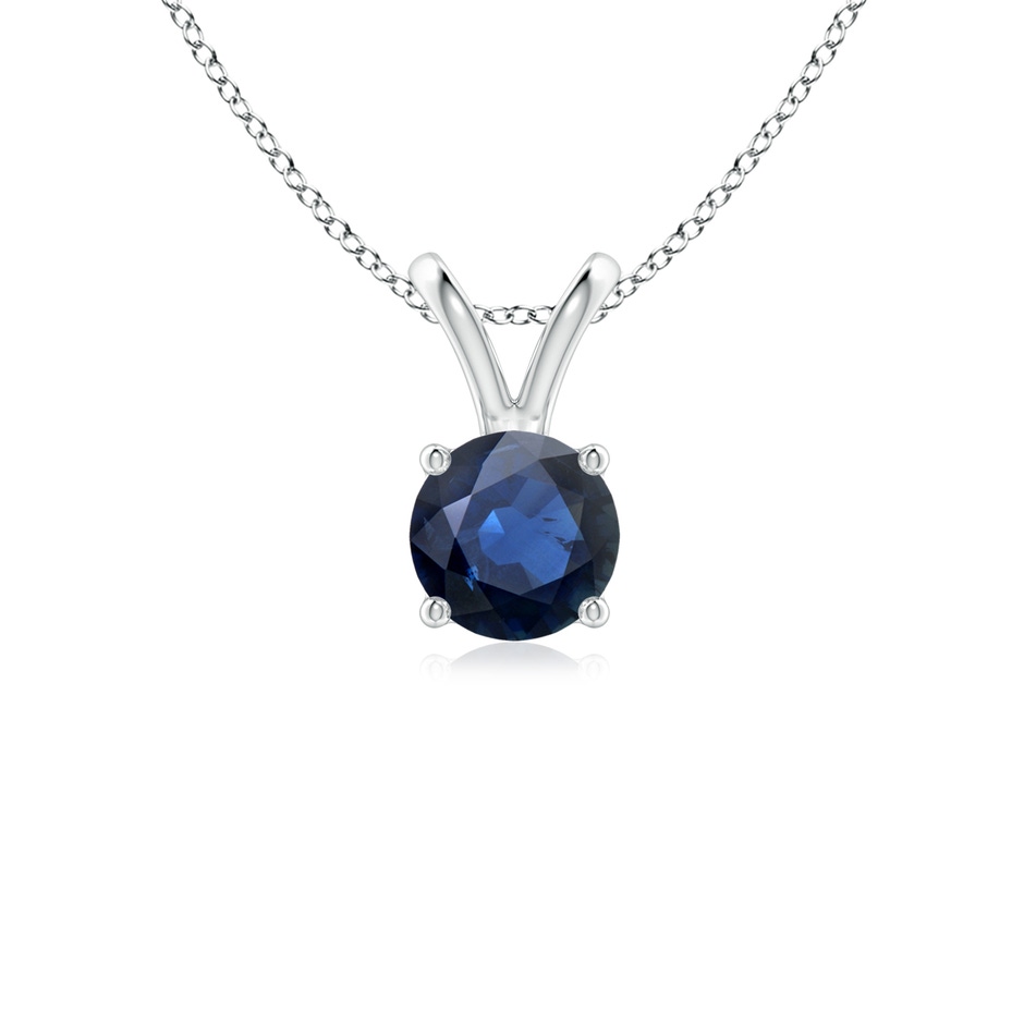 5mm AA V-Bale Round Blue Sapphire Solitaire Pendant in S999 Silver 