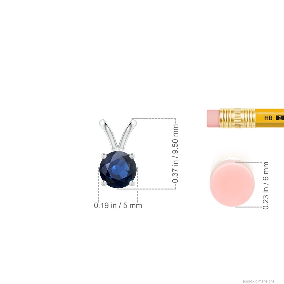 5mm AA V-Bale Round Blue Sapphire Solitaire Pendant in S999 Silver ruler