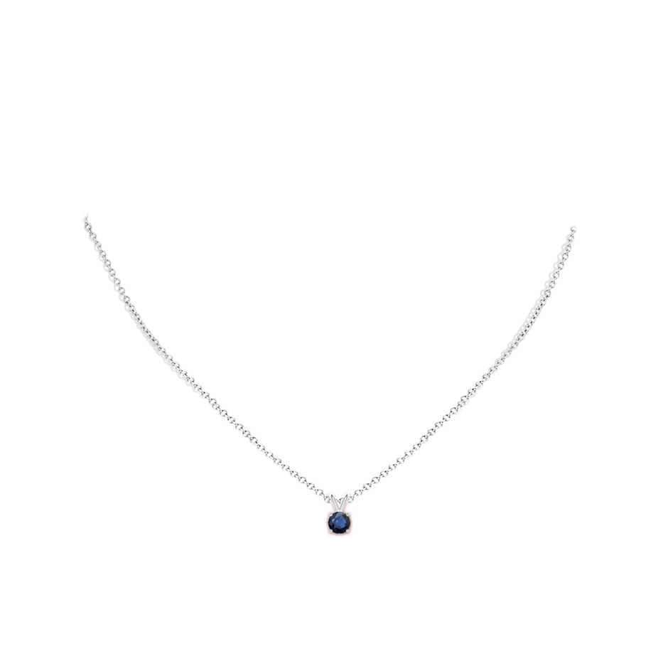 5mm AA V-Bale Round Blue Sapphire Solitaire Pendant in S999 Silver pen