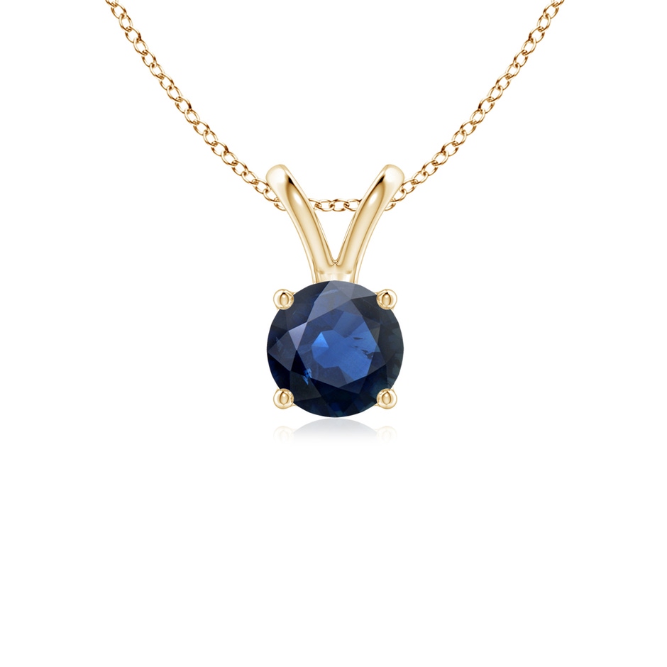 5mm AA V-Bale Round Blue Sapphire Solitaire Pendant in Yellow Gold 