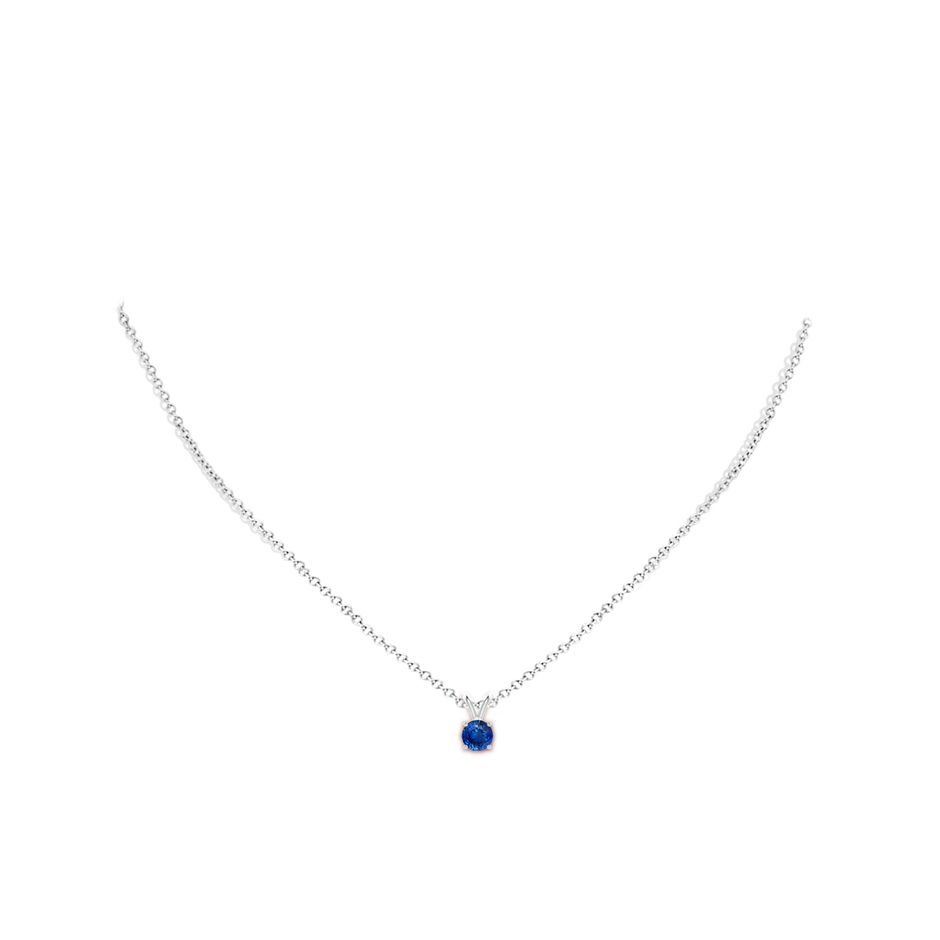 5mm AAA V-Bale Round Blue Sapphire Solitaire Pendant in P950 Platinum pen