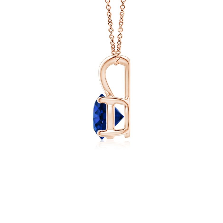 5mm AAAA V-Bale Round Blue Sapphire Solitaire Pendant in Rose Gold side 199