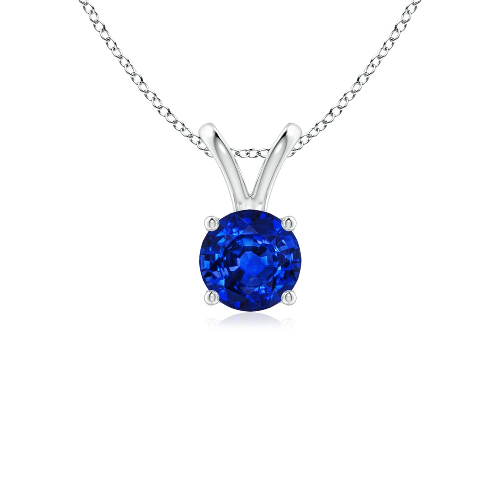 5mm AAAA V-Bale Round Blue Sapphire Solitaire Pendant in S999 Silver