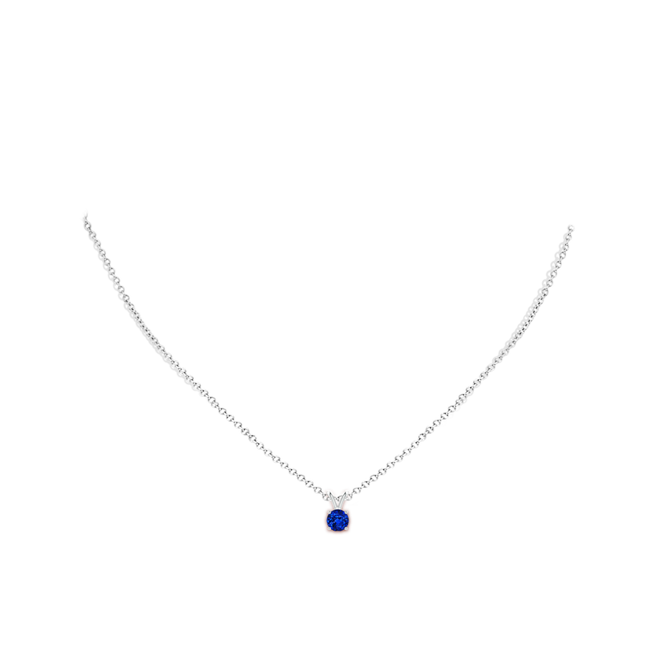 5mm AAAA V-Bale Round Blue Sapphire Solitaire Pendant in White Gold pen