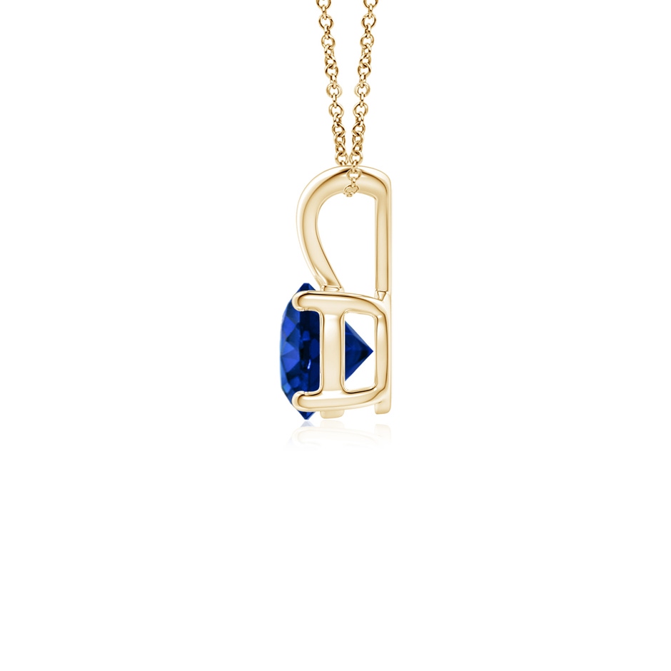 5mm AAAA V-Bale Round Blue Sapphire Solitaire Pendant in Yellow Gold side 199