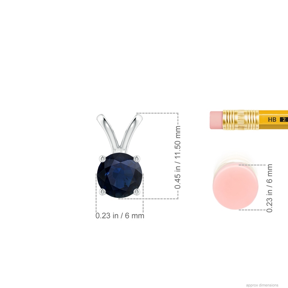 6mm A V-Bale Round Blue Sapphire Solitaire Pendant in P950 Platinum ruler