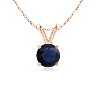 6mm A V-Bale Round Blue Sapphire Solitaire Pendant in Rose Gold
